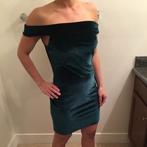 Velvet deep green mini dress
